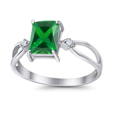 Halo Wedding Ring Baguette Round Simulated Cubic Zirconia 925 Sterling Silver