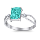 Halo Wedding Ring Baguette Round Simulated Cubic Zirconia 925 Sterling Silver