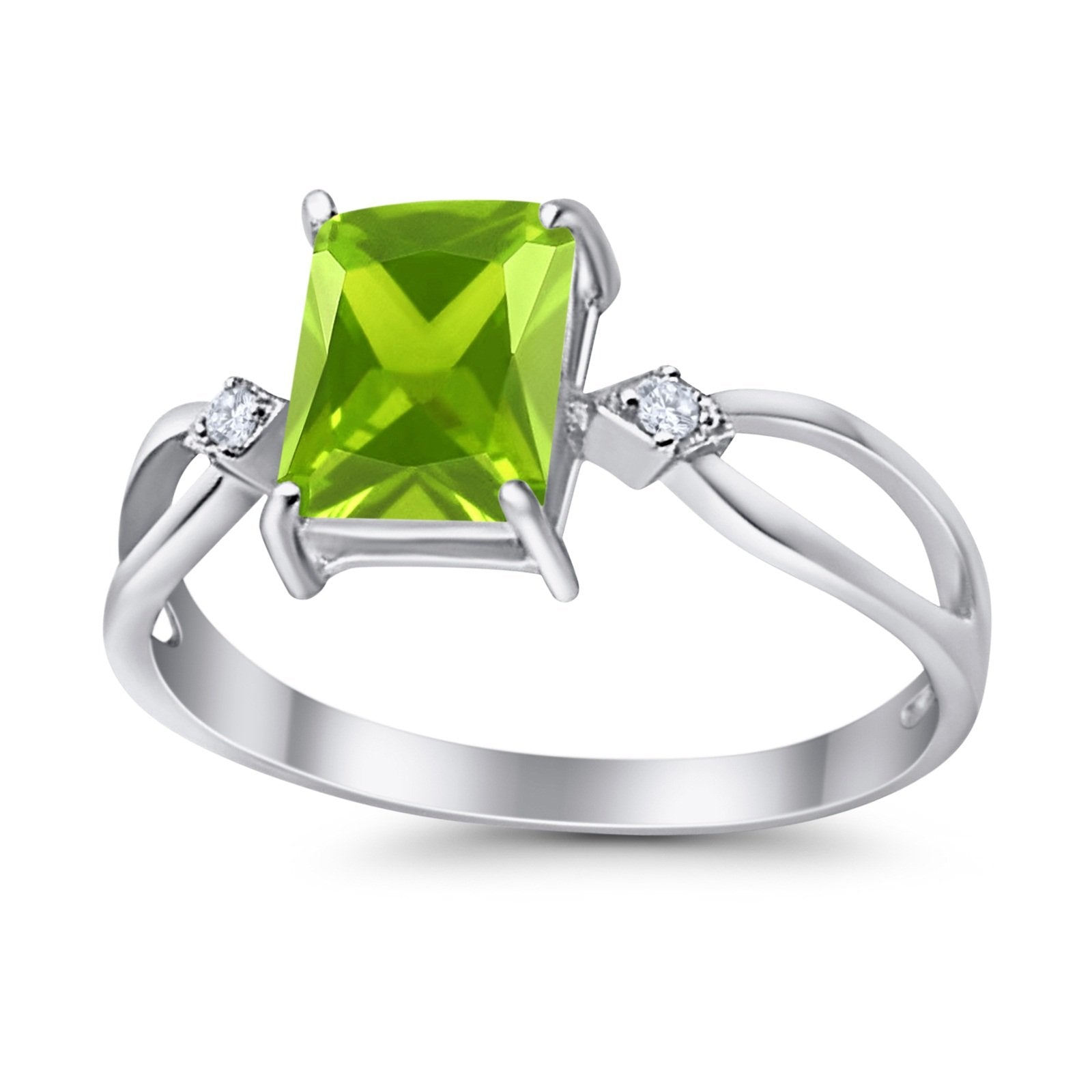 Halo Wedding Ring Baguette Round Simulated Cubic Zirconia 925 Sterling Silver