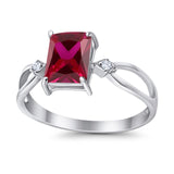 Halo Wedding Ring Baguette Round Simulated Cubic Zirconia 925 Sterling Silver