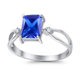 Halo Wedding Ring Baguette Round Simulated Cubic Zirconia 925 Sterling Silver