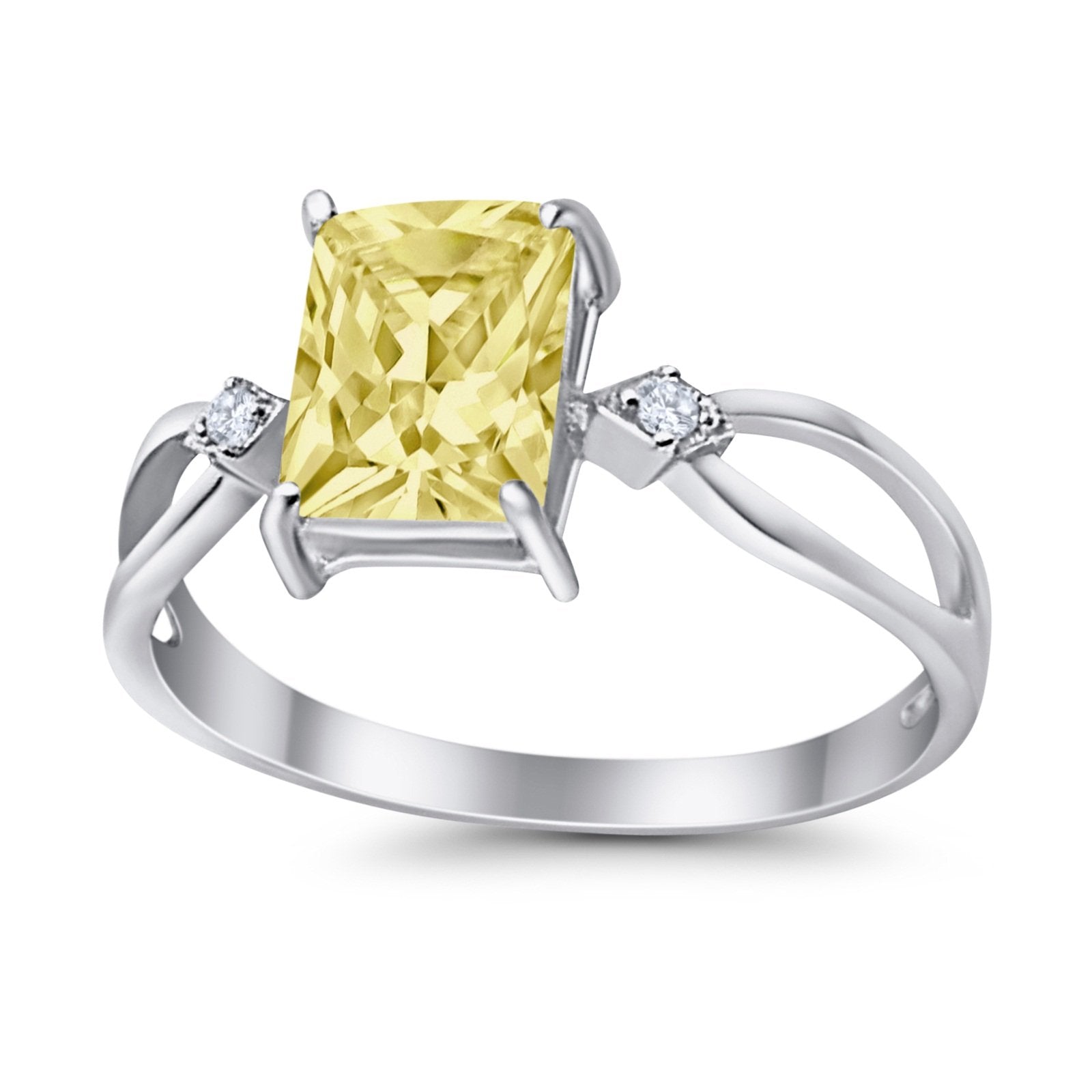 Halo Wedding Ring Baguette Round Simulated Cubic Zirconia 925 Sterling Silver