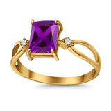 Halo Wedding Ring Baguette Round Simulated Cubic Zirconia 925 Sterling Silver