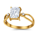 Halo Wedding Ring Baguette Round Simulated Cubic Zirconia 925 Sterling Silver