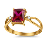 Halo Wedding Ring Baguette Round Simulated Cubic Zirconia 925 Sterling Silver