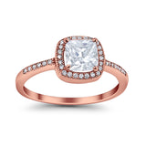 Halo Accent Engagement Ring Simulated Cubic Zirconia 925 Sterling Silver