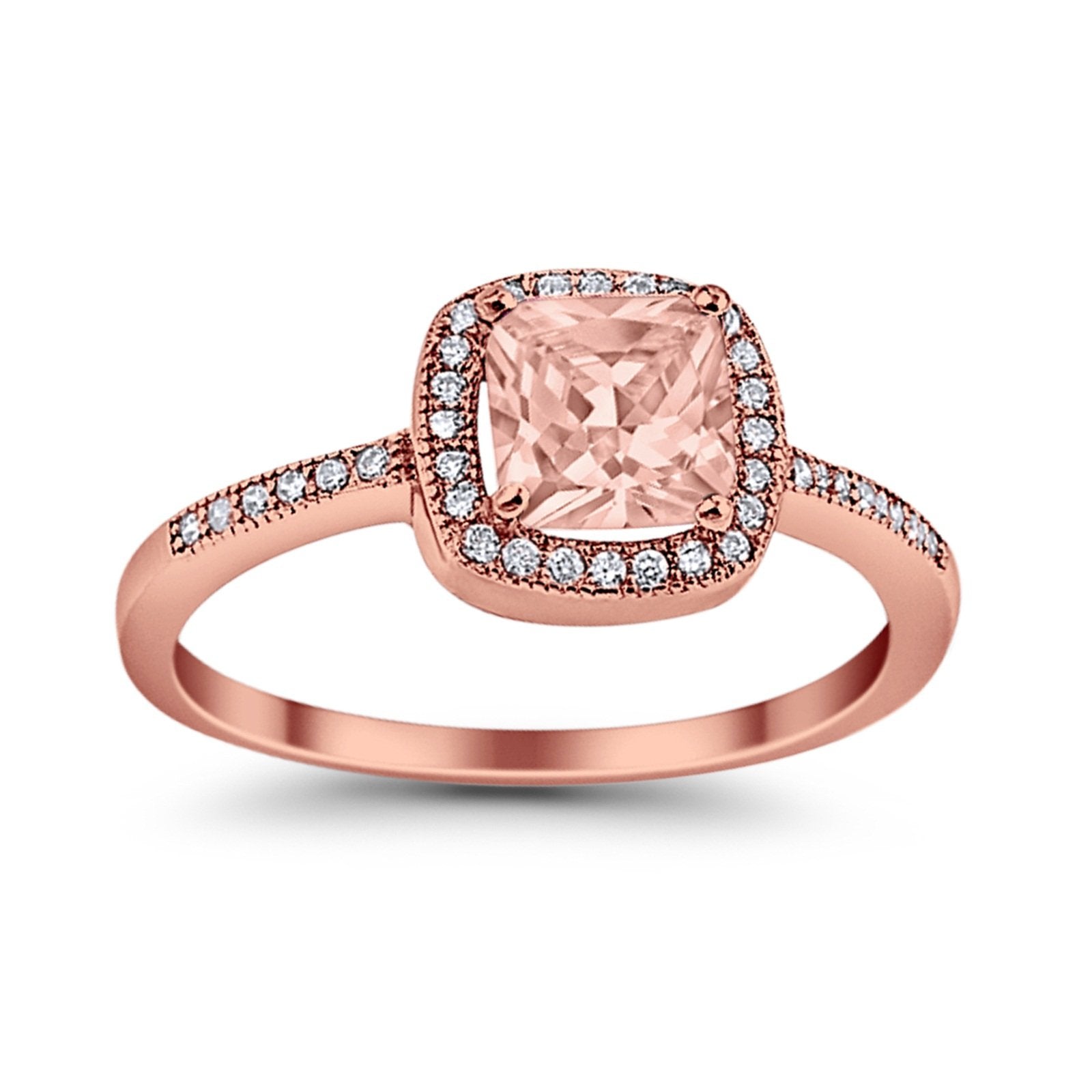 Halo Accent Engagement Ring Simulated Cubic Zirconia 925 Sterling Silver