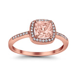 Halo Accent Engagement Ring Simulated Cubic Zirconia 925 Sterling Silver