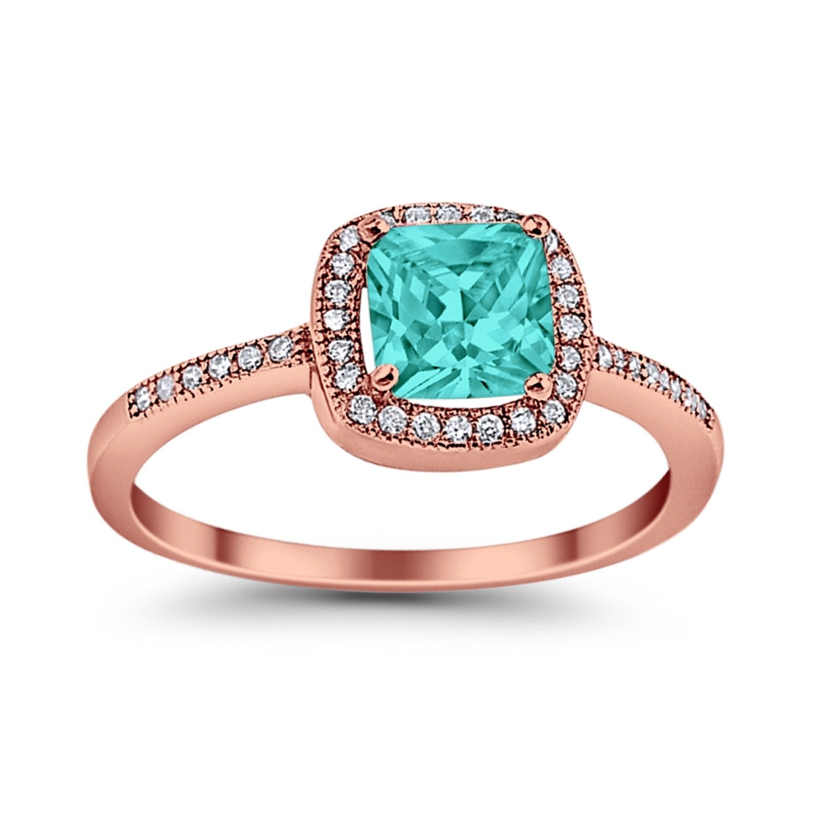 Halo Accent Engagement Ring Simulated Cubic Zirconia 925 Sterling Silver