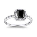 Halo Accent Engagement Ring Simulated Cubic Zirconia 925 Sterling Silver