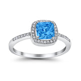 Halo Accent Engagement Ring Simulated Cubic Zirconia 925 Sterling Silver