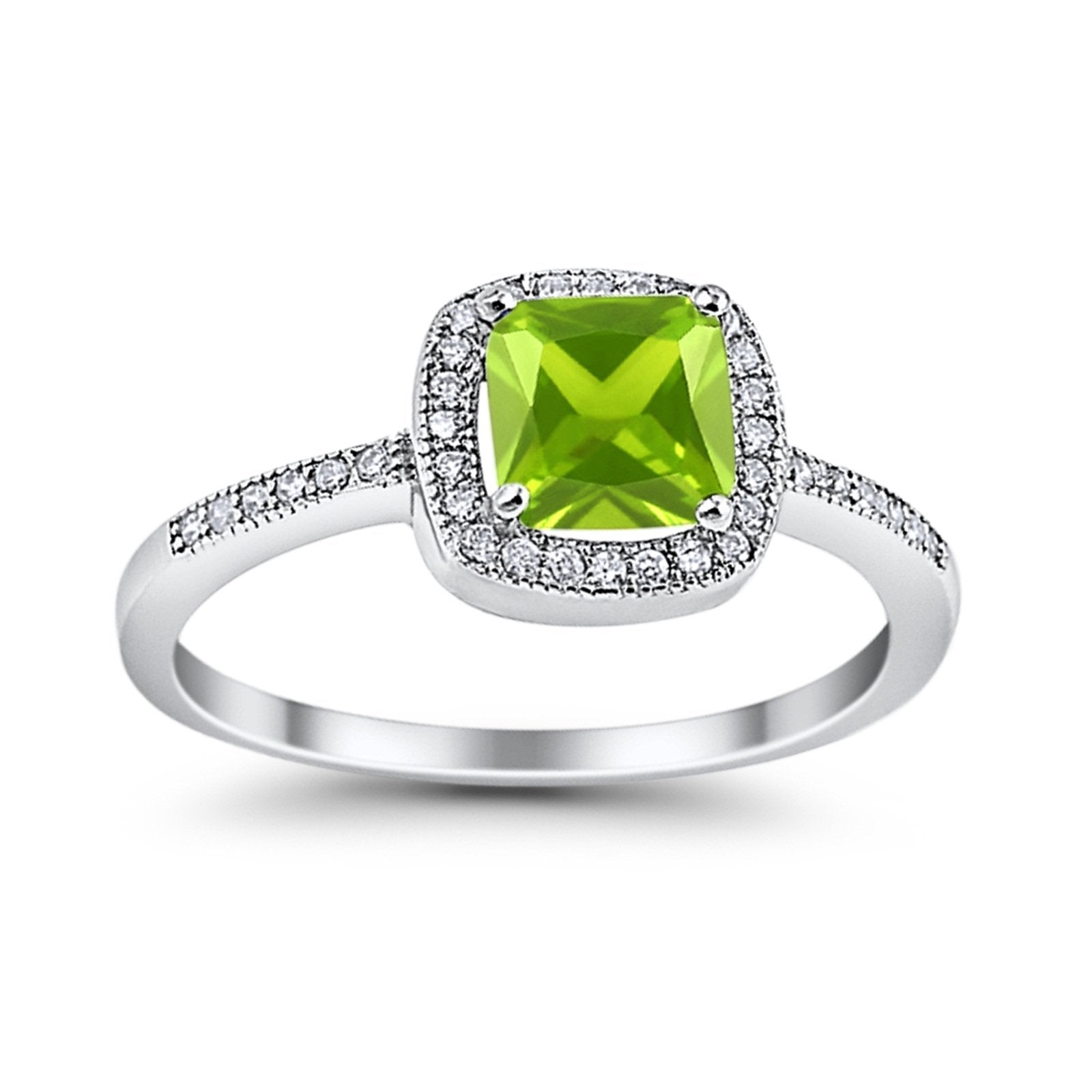 Halo Accent Engagement Ring Simulated Cubic Zirconia 925 Sterling Silver