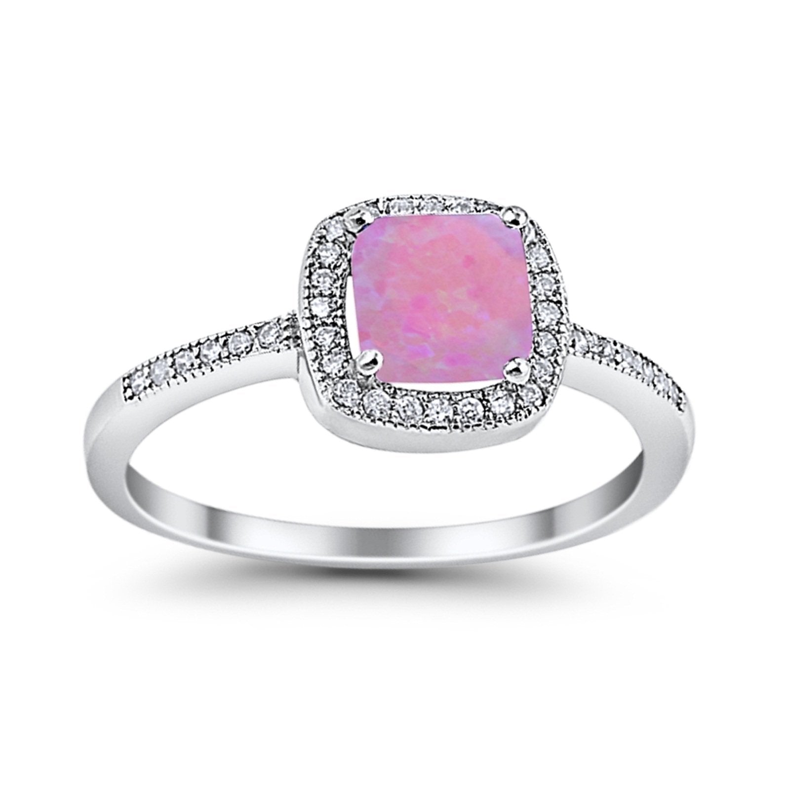 Halo Accent Engagement Ring Simulated Cubic Zirconia 925 Sterling Silver