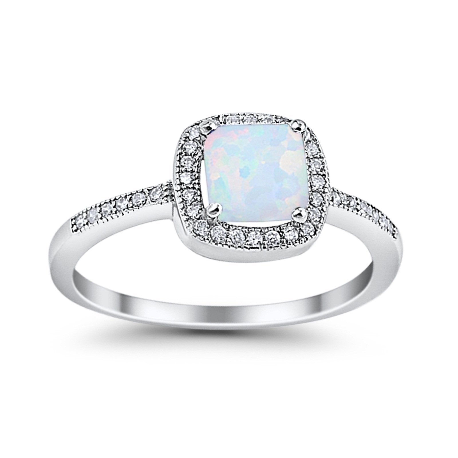 Halo Accent Engagement Ring Simulated Cubic Zirconia 925 Sterling Silver