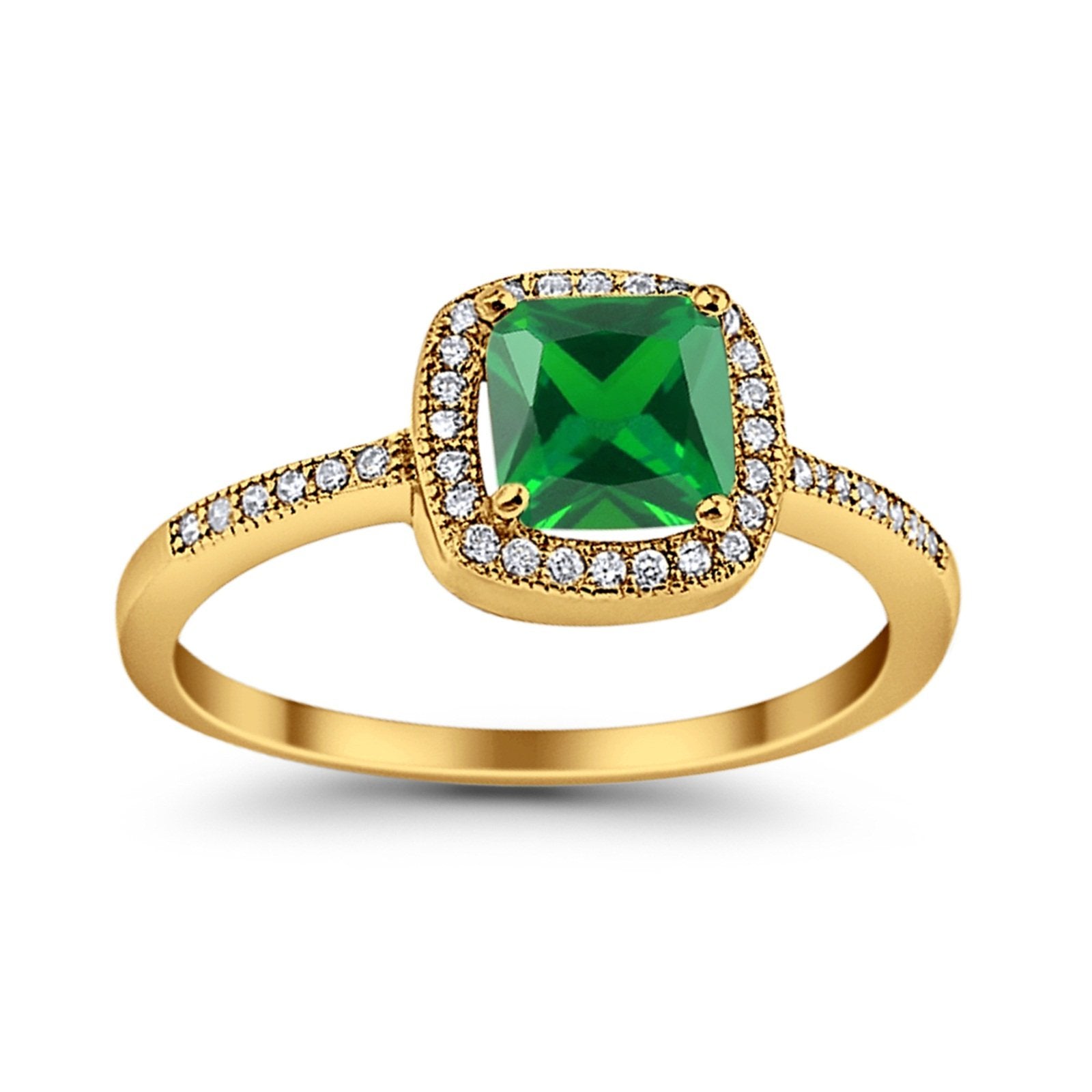 Halo Accent Engagement Ring Simulated Cubic Zirconia 925 Sterling Silver