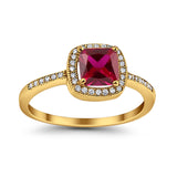 Halo Accent Engagement Ring Simulated Cubic Zirconia 925 Sterling Silver