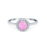 Halo Wedding Bridal Ring Round Simulated Cubic Zirconia 925 Sterling Silver