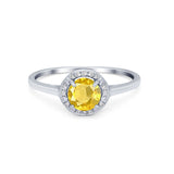 Halo Wedding Bridal Ring Round Simulated Cubic Zirconia 925 Sterling Silver