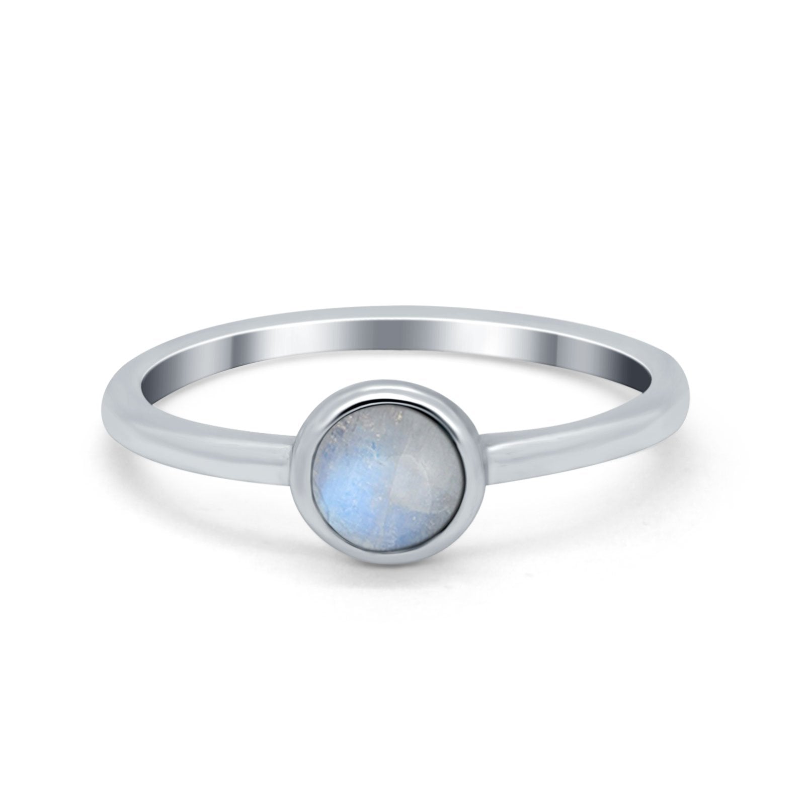 Petite Dainty Ring Solitaire Round Simulated Cubic Zirconia 925 Sterling Silver