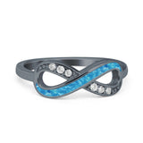 Infinity Ring Crisscross Simulated Cubic Zirconia Lab Opal 925 Sterling Silver
