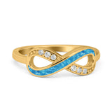 Infinity Ring Crisscross Simulated Cubic Zirconia Lab Opal 925 Sterling Silver