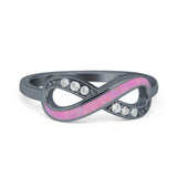 Infinity Ring Crisscross Simulated Cubic Zirconia Lab Opal 925 Sterling Silver