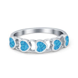 Heart Promise Thumb Eternity Rings Sideways Simulated Opal 925 Sterling Silver