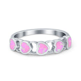 Heart Promise Thumb Eternity Rings Sideways Simulated Opal 925 Sterling Silver