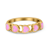 Heart Promise Thumb Eternity Rings Sideways Simulated Opal 925 Sterling Silver