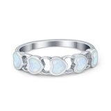 Heart Promise Thumb Eternity Rings Sideways Simulated Opal 925 Sterling Silver