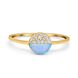 Fashion Ring Lab Created Light Blue Opal Round Cubic Zirconia 925 Sterling Silver