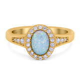 Lab Created Opal Halo Wedding Ring Round Simulated CZ 925 Sterling Silver (11mm)