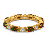Full Eternity Stackable Band Ring Oval Created Opal 925 Sterling Silver