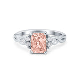 Emerald Cut Wedding Bridal Ring Simulated Cubic Zirconia 925 Sterling Silver