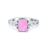 Emerald Cut Wedding Bridal Ring Simulated Cubic Zirconia 925 Sterling Silver