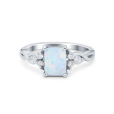 Emerald Cut Wedding Bridal Ring Simulated Cubic Zirconia 925 Sterling Silver