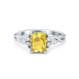 Emerald Cut Wedding Bridal Ring Simulated Cubic Zirconia 925 Sterling Silver