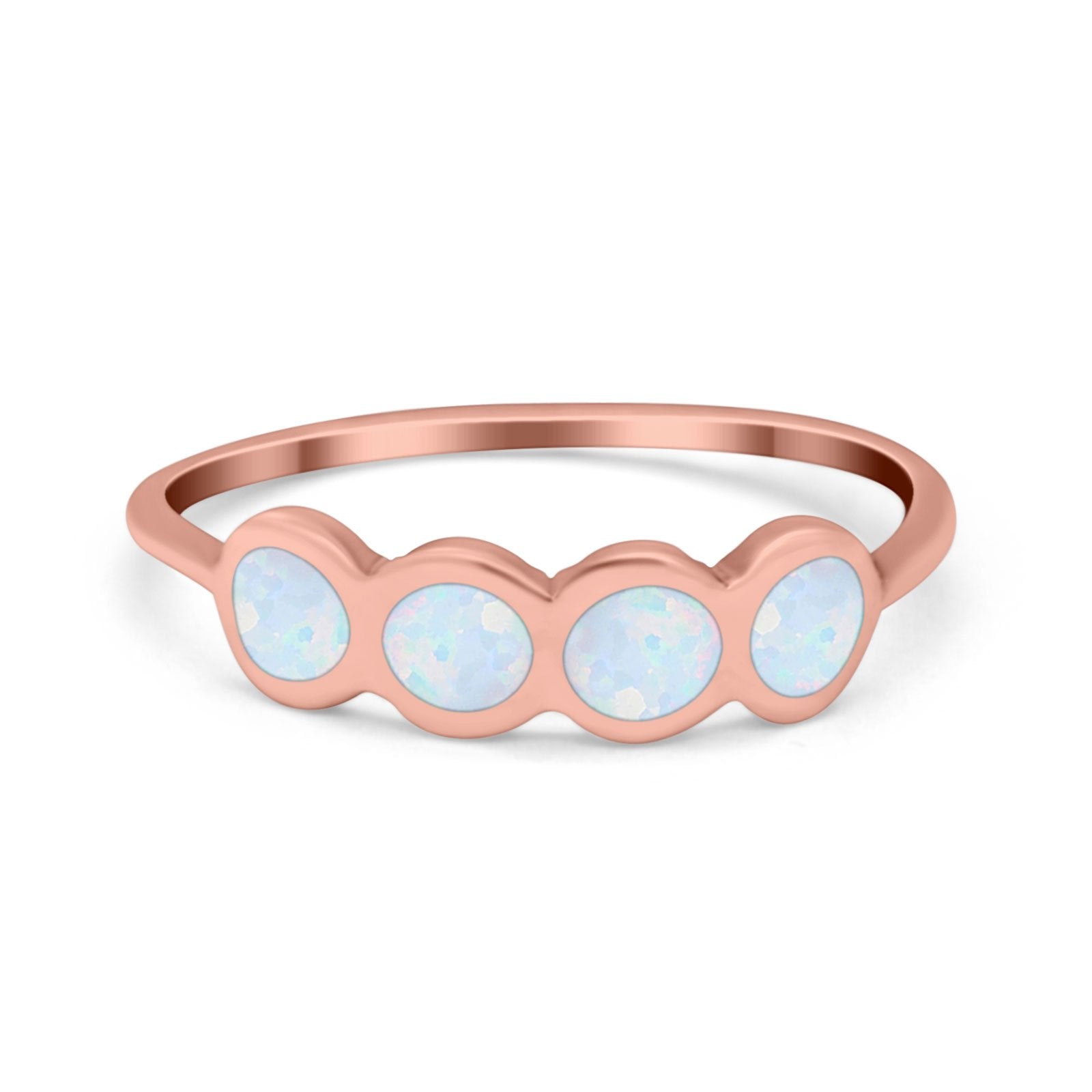 Petite Dainty Eternity Thumb Rings Round Simulated Opal 925 Sterling Silver