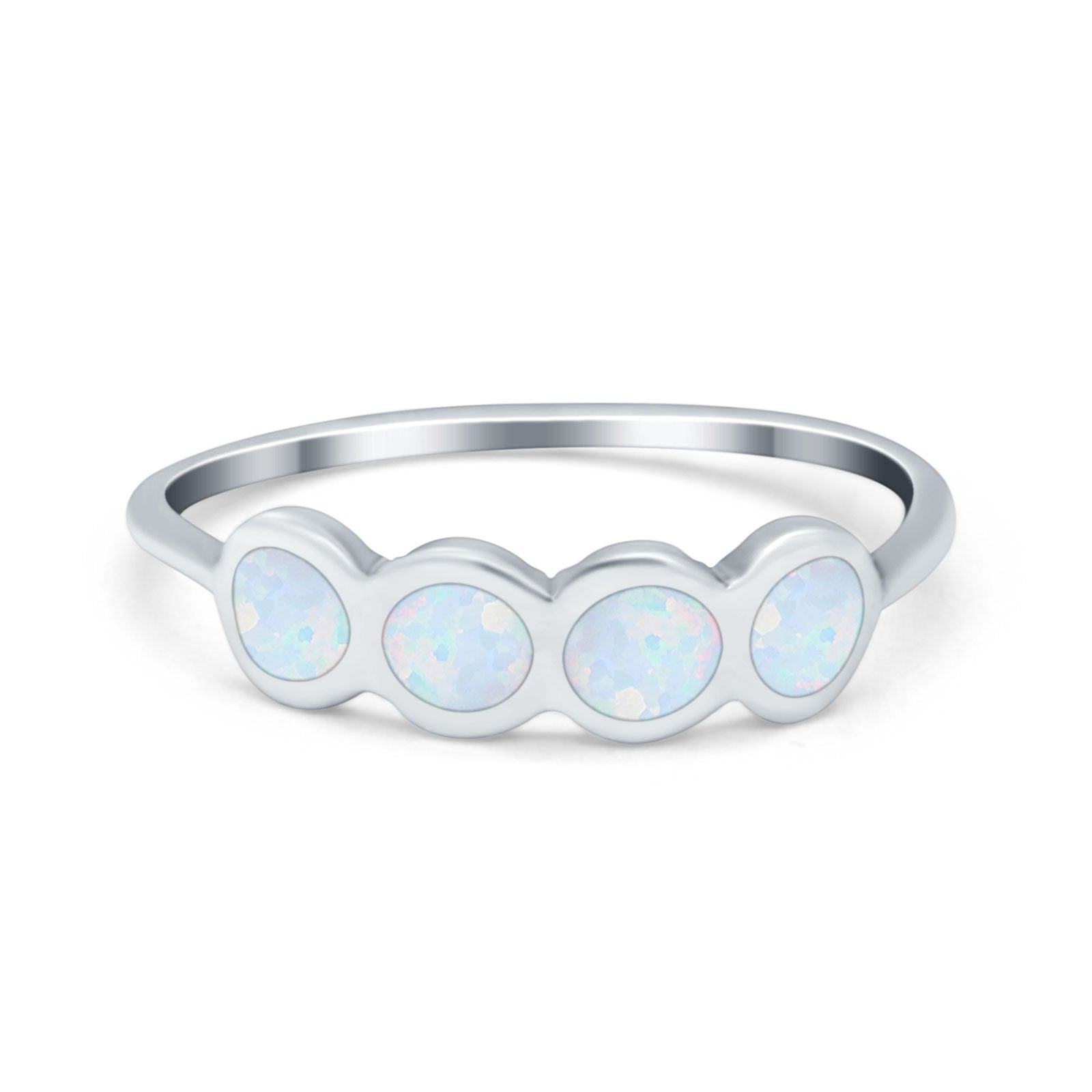 Petite Dainty Eternity Thumb Rings Round Simulated Opal 925 Sterling Silver