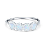 Petite Dainty Eternity Thumb Rings Round Simulated Opal 925 Sterling Silver