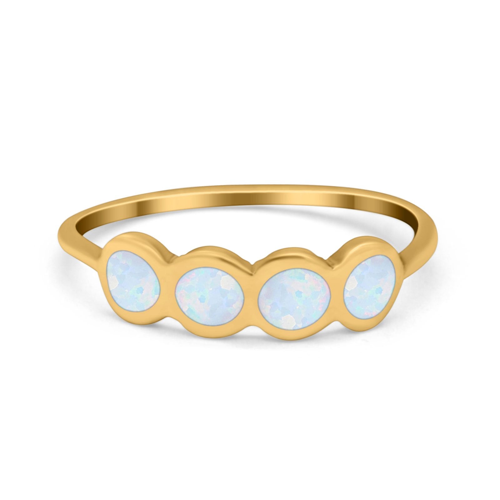 Petite Dainty Eternity Thumb Rings Round Simulated Opal 925 Sterling Silver