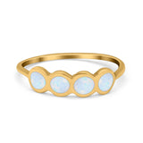 Petite Dainty Eternity Thumb Rings Round Simulated Opal 925 Sterling Silver