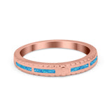 Wedding Rings Eternity Style Band Simulated Opal Round 925 Sterling Silver