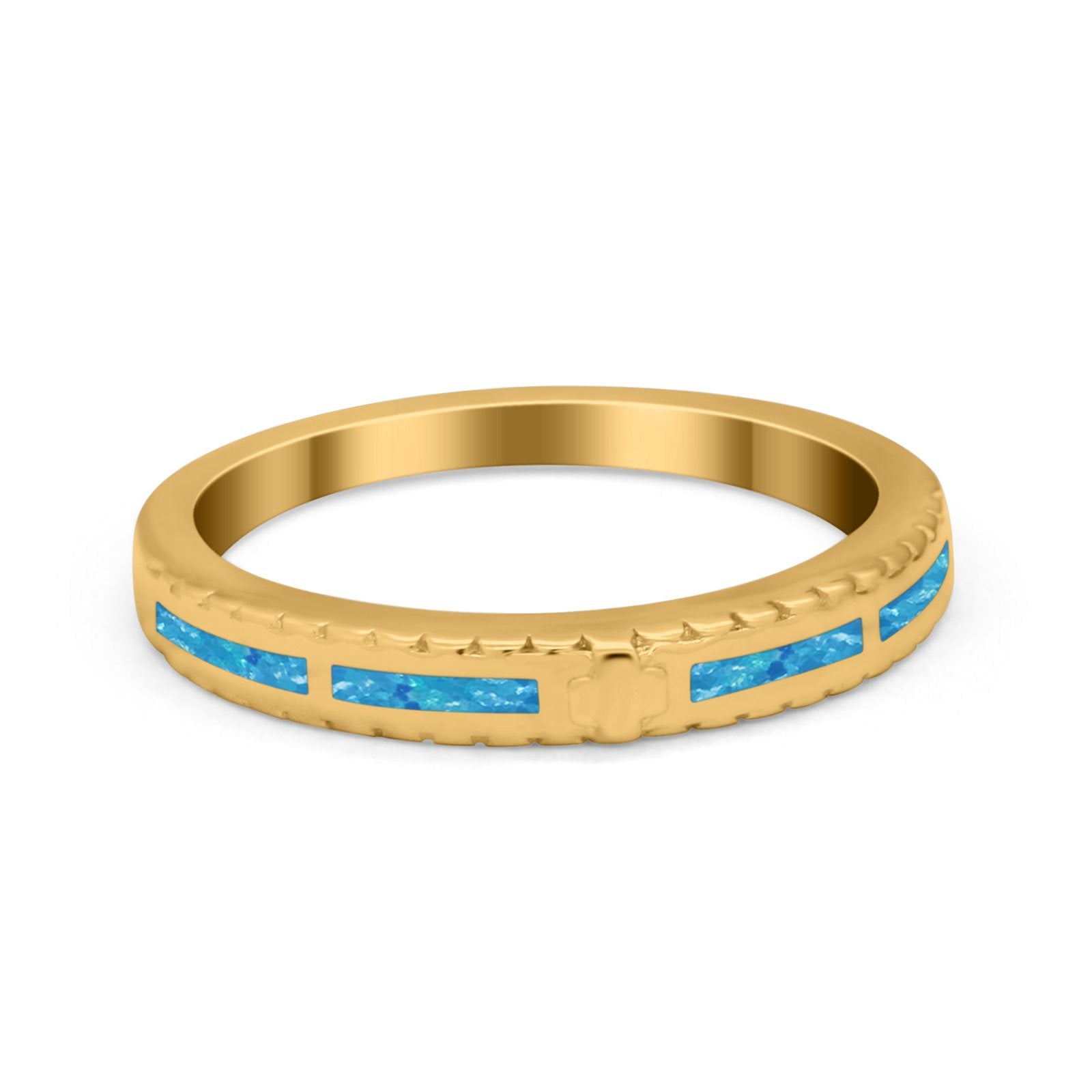 Wedding Rings Eternity Style Band Simulated Opal Round 925 Sterling Silver