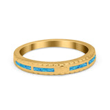 Wedding Rings Eternity Style Band Simulated Opal Round 925 Sterling Silver