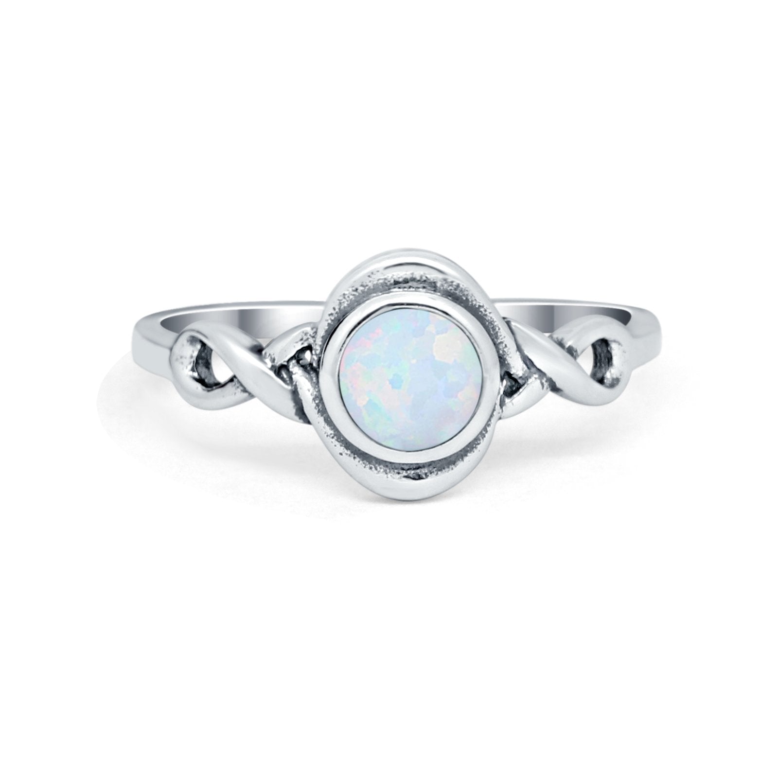 Celtic Trinity Ring Simulated Cubic Zirconia Infinity Shank 925 Sterling Silver