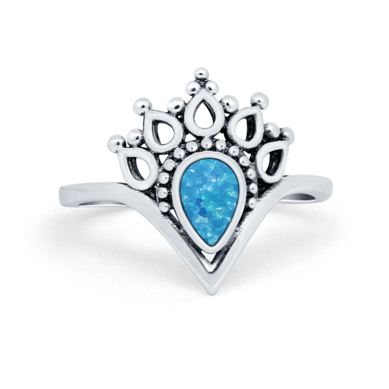 Chevron Midi Thumb Ring Teardrop Pear Simulated Cubic Zirconia 925 Sterling Silver