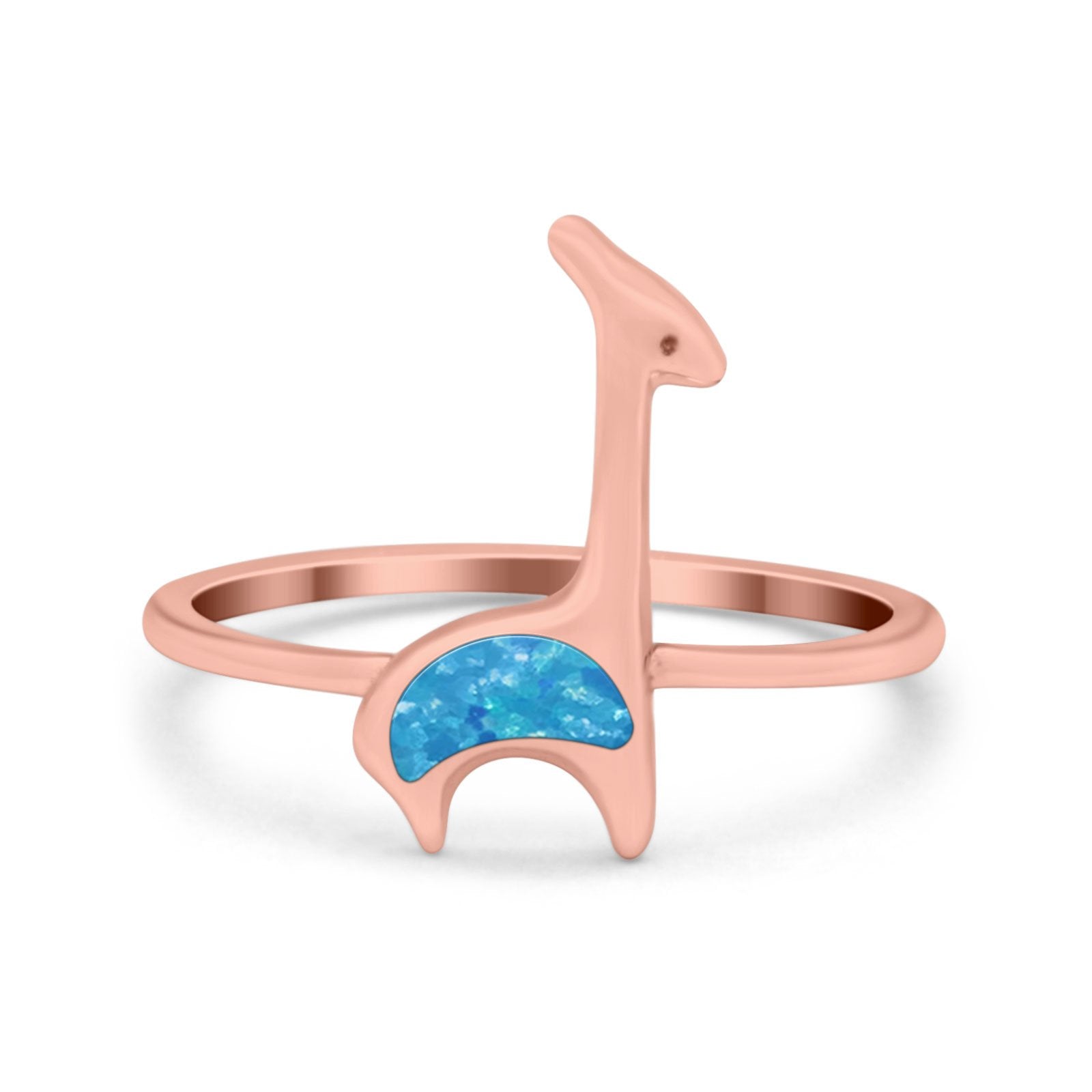 Giraffe Band Ring Simulated Cubic Zirconia Opal 925 Sterling Silver