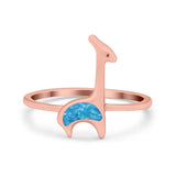 Giraffe Band Ring Simulated Cubic Zirconia Opal 925 Sterling Silver