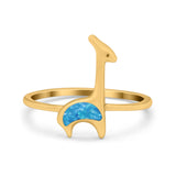 Giraffe Band Ring Simulated Cubic Zirconia Opal 925 Sterling Silver